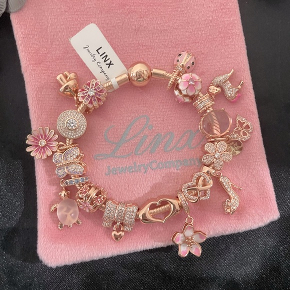 Linx Rose Gold Bracelet with Pink and Cubic Zirconia Themed Charms - Picture 8 of 11